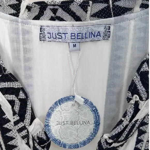 NWT Just Bellina black ivory dress organic cotton size medium - Picture 3 of 8